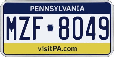 PA license plate MZF8049