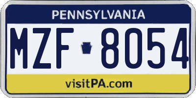 PA license plate MZF8054