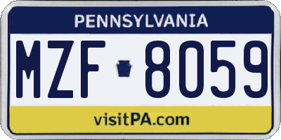 PA license plate MZF8059
