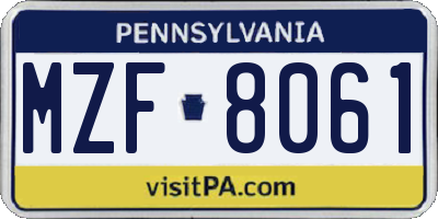 PA license plate MZF8061