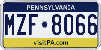 PA license plate MZF8066