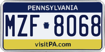 PA license plate MZF8068