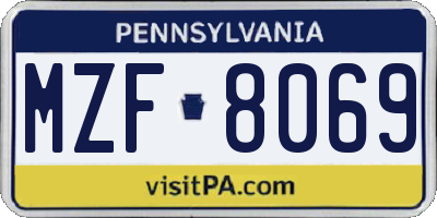 PA license plate MZF8069