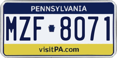 PA license plate MZF8071