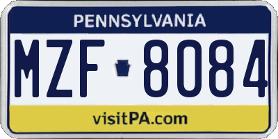 PA license plate MZF8084