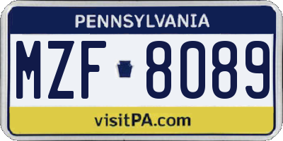 PA license plate MZF8089