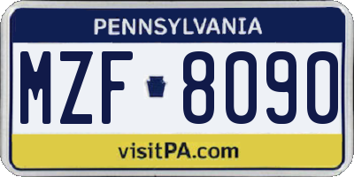 PA license plate MZF8090