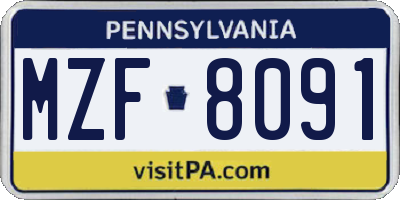 PA license plate MZF8091