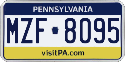 PA license plate MZF8095