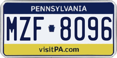 PA license plate MZF8096