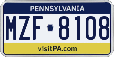 PA license plate MZF8108