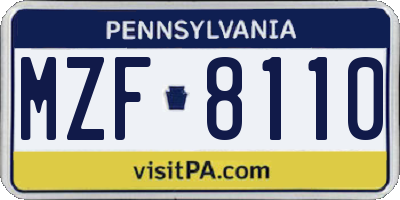 PA license plate MZF8110