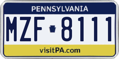 PA license plate MZF8111