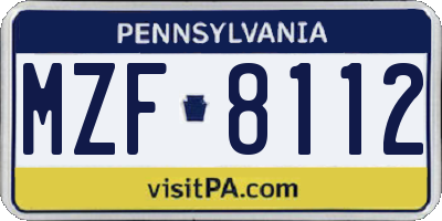PA license plate MZF8112