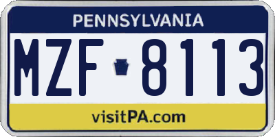 PA license plate MZF8113