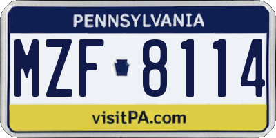 PA license plate MZF8114