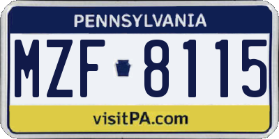 PA license plate MZF8115