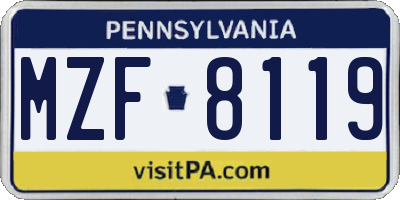 PA license plate MZF8119