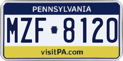 PA license plate MZF8120