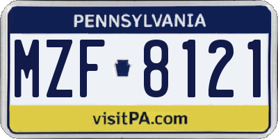PA license plate MZF8121