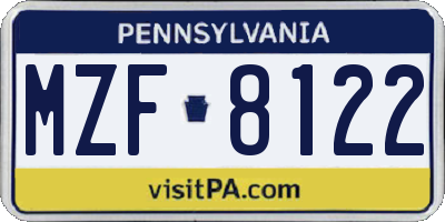 PA license plate MZF8122