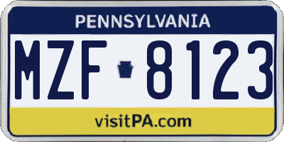 PA license plate MZF8123
