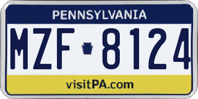 PA license plate MZF8124