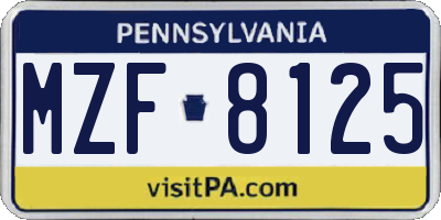 PA license plate MZF8125