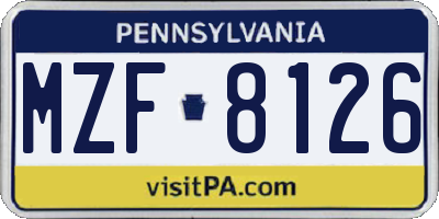 PA license plate MZF8126