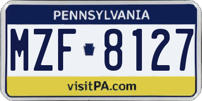 PA license plate MZF8127