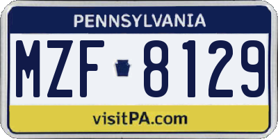 PA license plate MZF8129