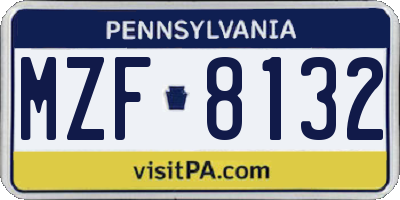PA license plate MZF8132