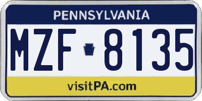 PA license plate MZF8135