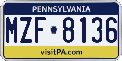 PA license plate MZF8136