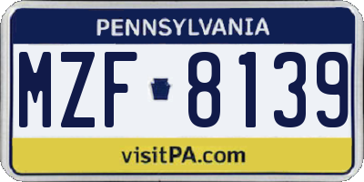 PA license plate MZF8139