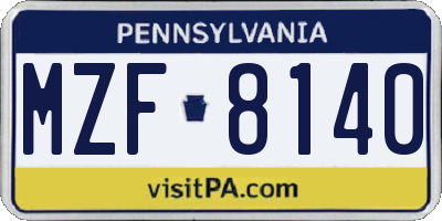 PA license plate MZF8140