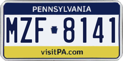PA license plate MZF8141
