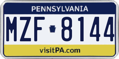 PA license plate MZF8144