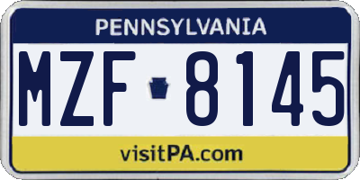 PA license plate MZF8145