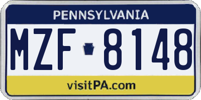 PA license plate MZF8148