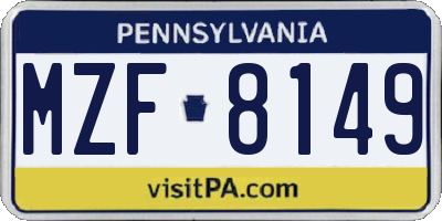 PA license plate MZF8149
