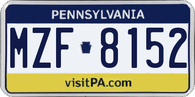 PA license plate MZF8152