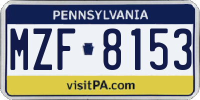 PA license plate MZF8153