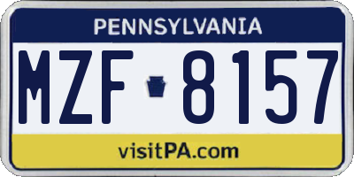 PA license plate MZF8157