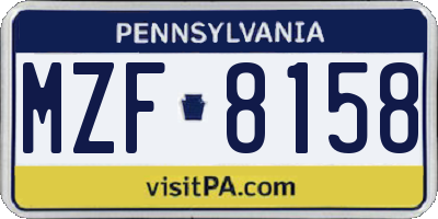 PA license plate MZF8158