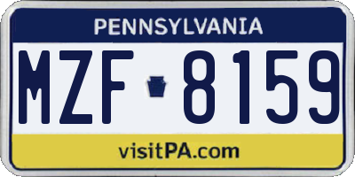 PA license plate MZF8159