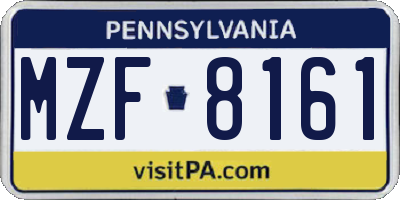 PA license plate MZF8161