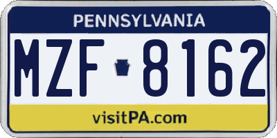 PA license plate MZF8162