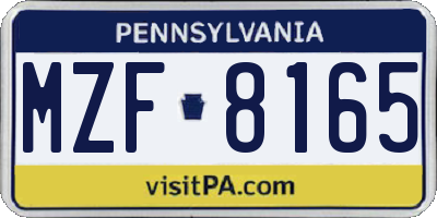 PA license plate MZF8165