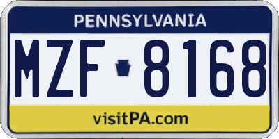 PA license plate MZF8168